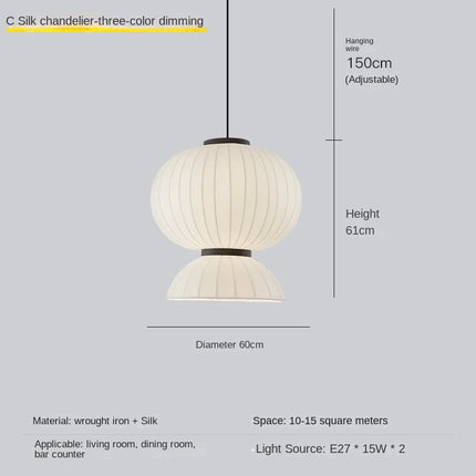 Lustre suspension ovale en tissu style soie japonaise — LZ4X9P2