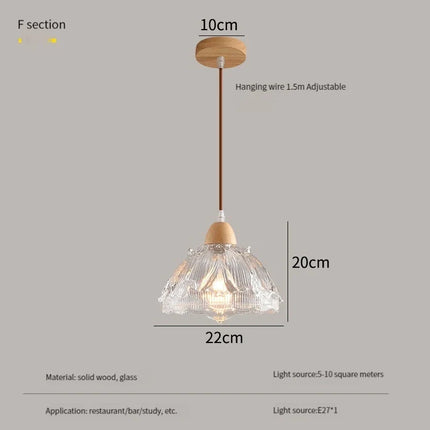Lustre suspendu moderne en bois et verre style nordique LED — LZ4X9Q