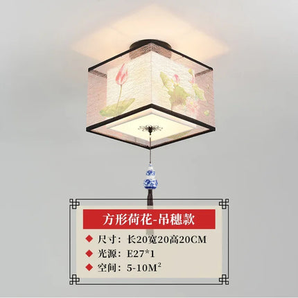 lustre chinois créatif lotus éclairage suspendu peinture décorative