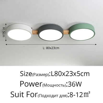 Plafonnier créatif macaron en bois LED multicolore pour intérieur — LZ4X9T2