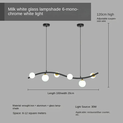 Lustre suspension en verre noir style nordique pour bar et restaurant — LZ4X9J