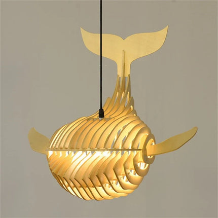 Suspension artistique en bois forme baleine — LZ4X9P2