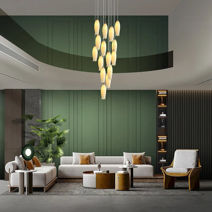 Lustre suspension LED en céramique tulipe rotative Duplex — LZ4X9P2