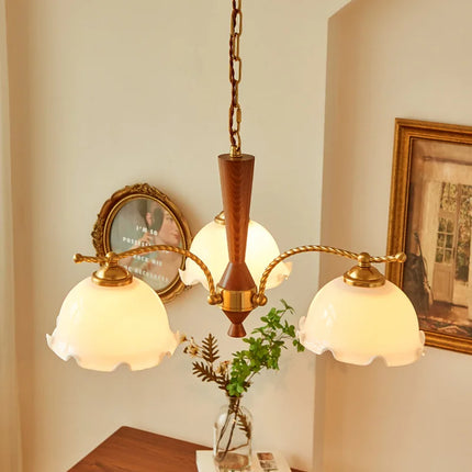 Lustre vintage en bois massif style médiéval japonais rétro — LZ4X9P2
