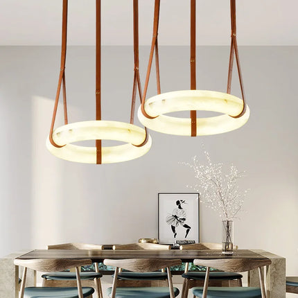 Lustre LED minimaliste en cuivre et marbre naturel — LZ4X9Q2