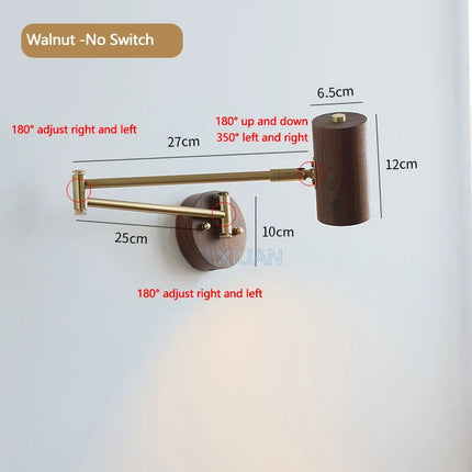 Applique murale Wabi-Sabi à bras long pivotant avec interrupteur — LZ4XJ9