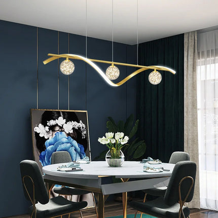 Lustre suspension boule en verre clair avec LED étoiles — LZ4X9P2