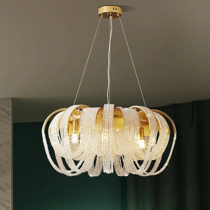Lustre de luxe en cristal avec pampilles pour hôtel — LZ4X9T2