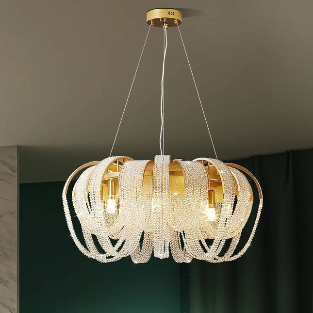 Lustre de luxe en cristal avec pampilles pour hôtel — LZ4X9T2