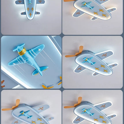 Lustre avion dessin animé pour chambre enfant avec protection des yeux — LZ4X9P