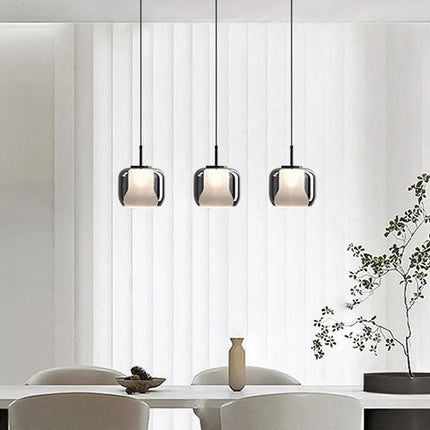 Suspension LED à trois têtes en verre gris fumé moderne — LZ4X9P