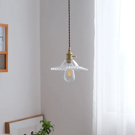 Suspension vintage en verre et laiton style nordique — LZ4X9P2