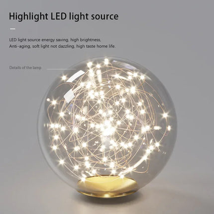 Lustre suspension nordique longue boule en verre doré pour bar — LZ4X9M