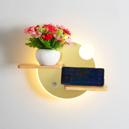 Applique murale LED nordique avec étagère intégrée et chargeur USB — LZ4X9P2