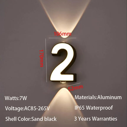 Applique murale LED étanche IP65 pour numéro, style moderne minimaliste en aluminium — LZ4X9Q2