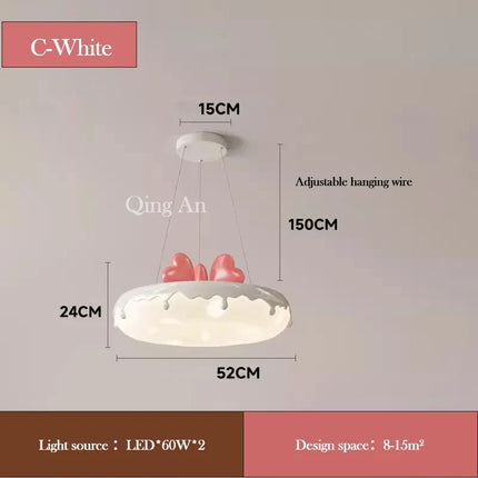Lustre en forme de donut avec nœud rose pour chambre enfantine — LZ4P9XQ