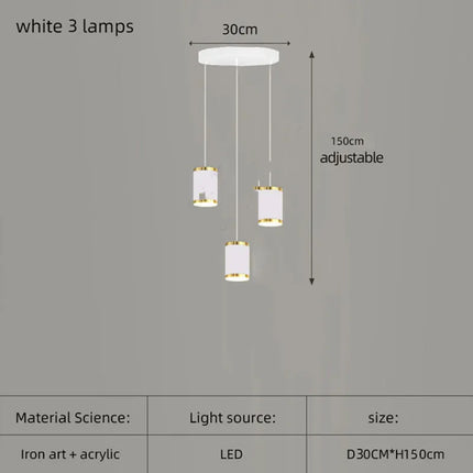 lustre long rotatif en acrylique pour éclairage intérieur décoratif