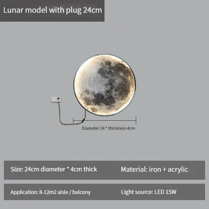 applique murale lune moderne avec intensité variable et télécommande led