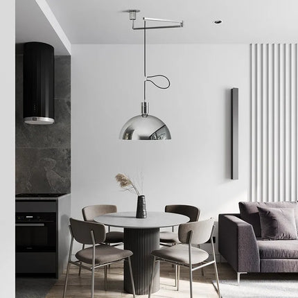 Suspension LED extensible avec abat-jour noir et chrome pour salon et salle à manger — LZ4X9P