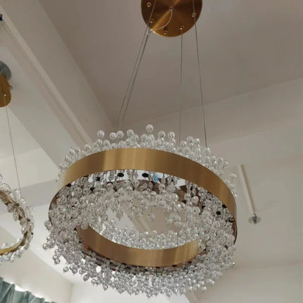 Lustre suspendu en cristal avec structure métal doré réglable — LZ4X9Q2F