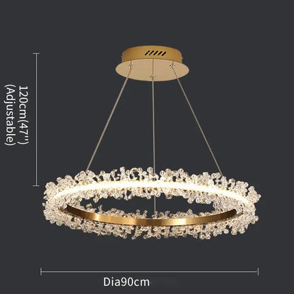 Lustre en cristal avec anneau doré pour suspension intérieure — LZ4X9M
