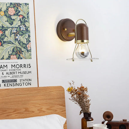 Applique murale rétro en bois de noyer au design élégant — LZ7D9Q