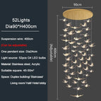 52 lumières / Lustre doré / Lumière chaude NON variable