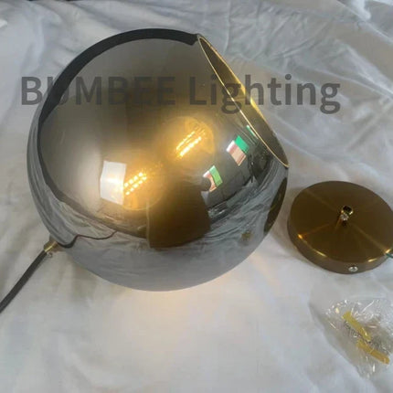 Lustre suspension nordique en verre fumé simple et luxueux — LZ4X9T2