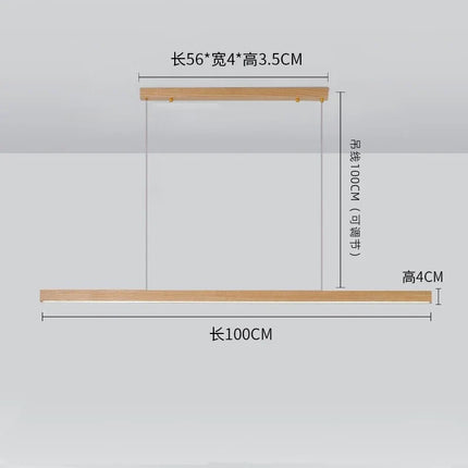 Lustre rétro en bois de noyer avec bande allongée pour loft — LZ4F7Q2