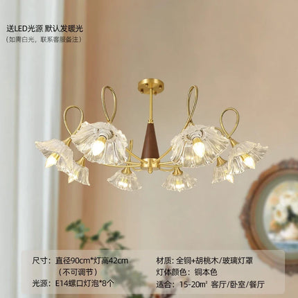 Lustre suspension rétro médiéval en cuivre et bois massif pour intérieur — LZ4X9Q