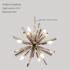 Corps de lampe doré / Cristal clair / D50cm 9 ampoules | Lumière neutre