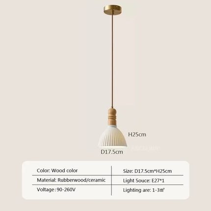 Suspension LED style nordique en bois massif et céramique