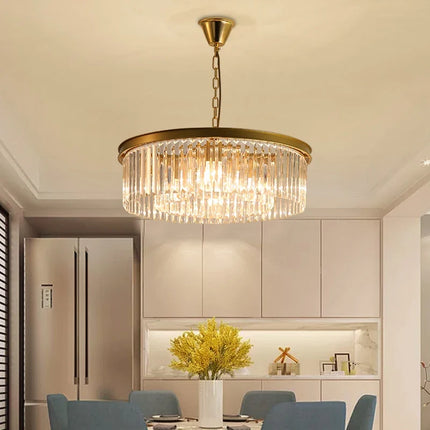 Lustre LED rétro américain en métal avec chaîne et cristal — LZ4X9P