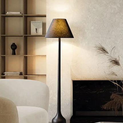 Lampadaire zen en bois massif style japonais Wabi Sabi avec LED — LZ4X9P