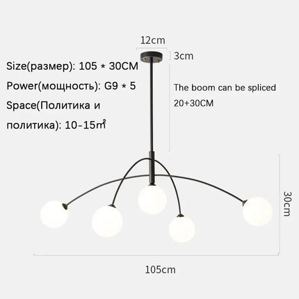 Lustre suspension moderne en verre laiteux pour intérieur élégant — LZ4X9T