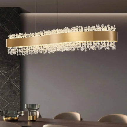 Lustre suspendu en cristal avec structure métal doré réglable — LZ4X9Q2F