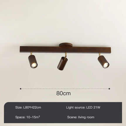 Grain de bois Led lustres avec projecteur pour salon chambre plafonniers éclairage décor noir Lustre cuisine luminaire