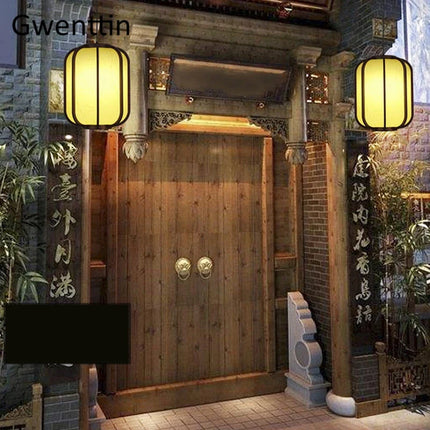 Suspension en bois style chinois avec lanterne en peau de mouton — LZ4X9P2