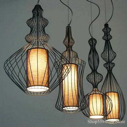 Suspension rétro en fer forme cage à oiseaux pour intérieur — LZ4X9M