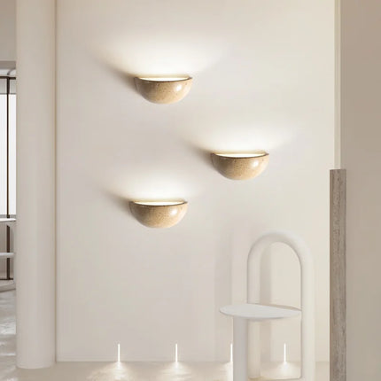Applique murale LED semi-circulaire en travertin naturel rétro — LZ4X9M2