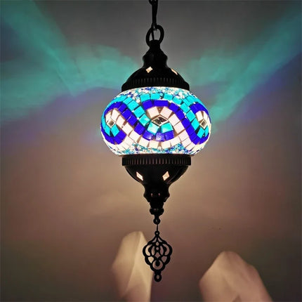 Suspension en verre teinté style méditerranéen au design bohème romantique — LZ4X9P