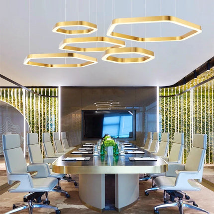 Lustre suspension hexagonal moderne en acier inoxydable — LZ4X9T