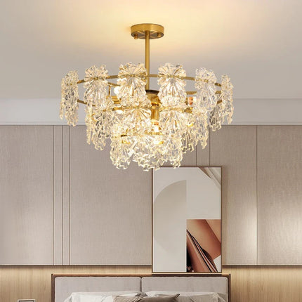 Lustre suspension moderne en cristal orné de fleurs — LZ4X9T