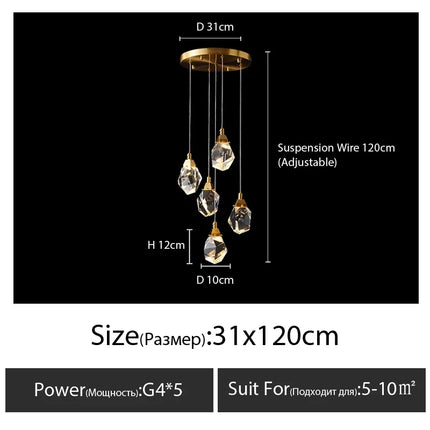 Lustre en cristal diamanté de luxe pour grand salon et escalier — LZ4X9P