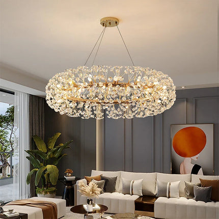 Lustre rond LED en cristal motif pissenlit lumineux — LZ4X9T1