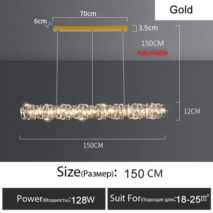 Lustre anneau LED dimmable en cristal pour intérieur moderne — LZ7XQ2