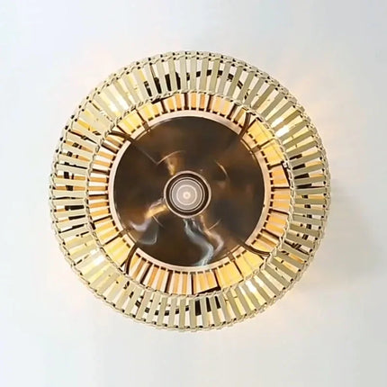 Plafonnier ventilateur silencieux en bambou avec lumière et télécommande — LZ4X9P