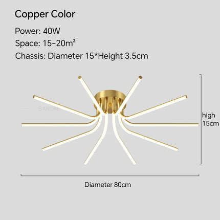 Plafonnier LED en cuivre au style moderne — LZ4X9T1