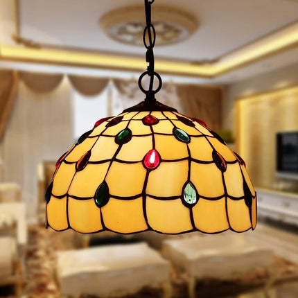 Lustre suspension style industriel en verre teinté rétro Tiffany — LZ4X9P