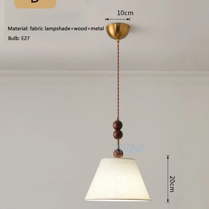 Lustre suspension rétro en lin style wabi-sabi pour décoration médiévale — LZ4X9P2